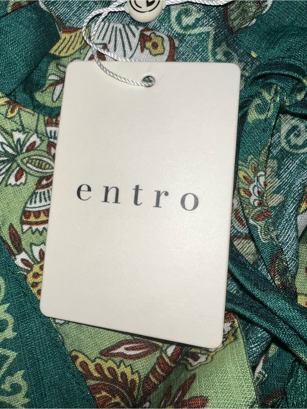 NWT Entro Green Boho Tassel Peasant Blouse size small - Picture 8 of 10